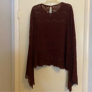 Charlotte Russe Burgundy long sleeved lacy top 3X